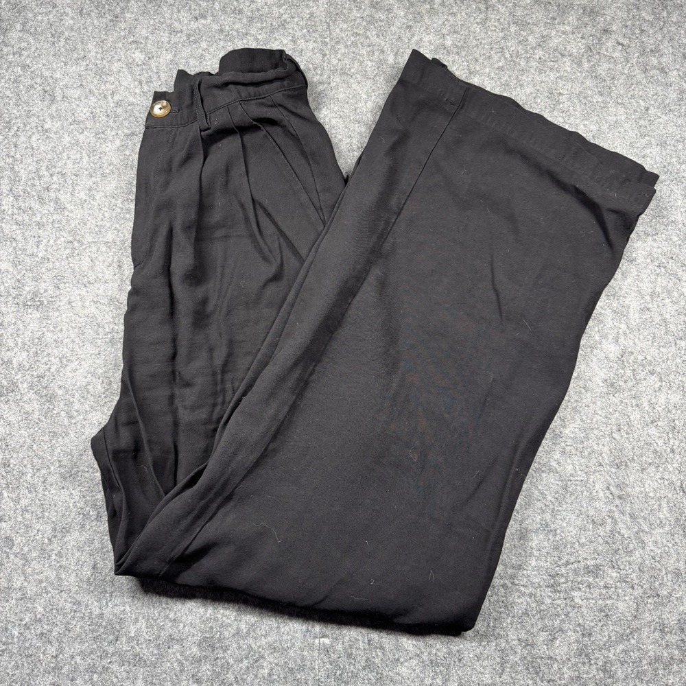 Miou Muse Pants Womens Small Black Wide Leg Trousers‎ Office Travel Pleated